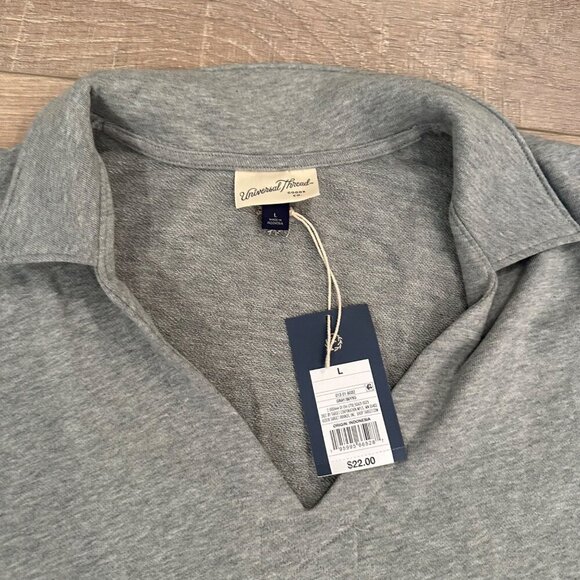 UNIVERSAL THREAD WOMENS GRAY CROPPED SHORT SLEEVE SWEATSHIRT LARGE NEW - Picture 2 of 6